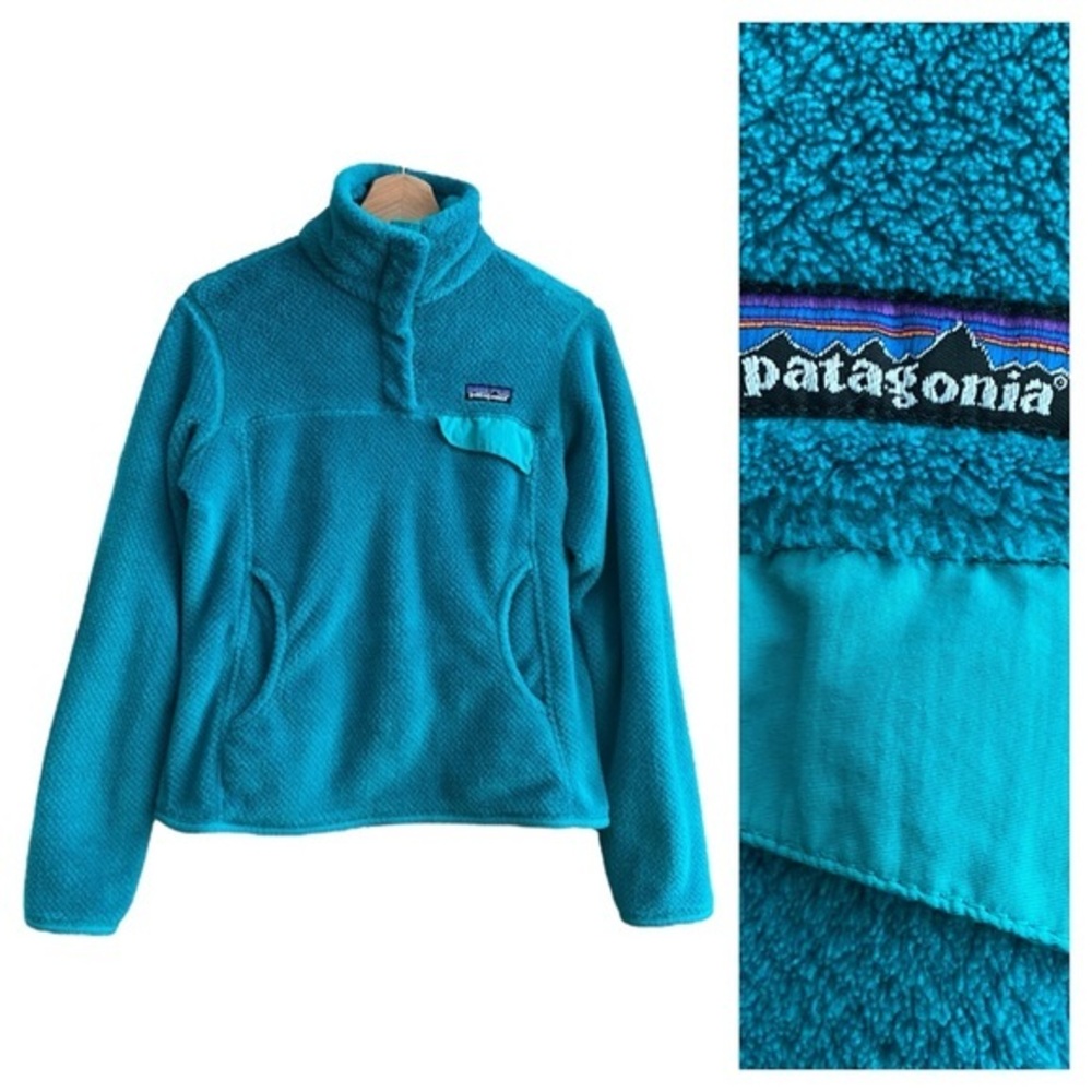 Patagonia Teal Blue Re-Tool Snap-T Fleece Pullover Jacket